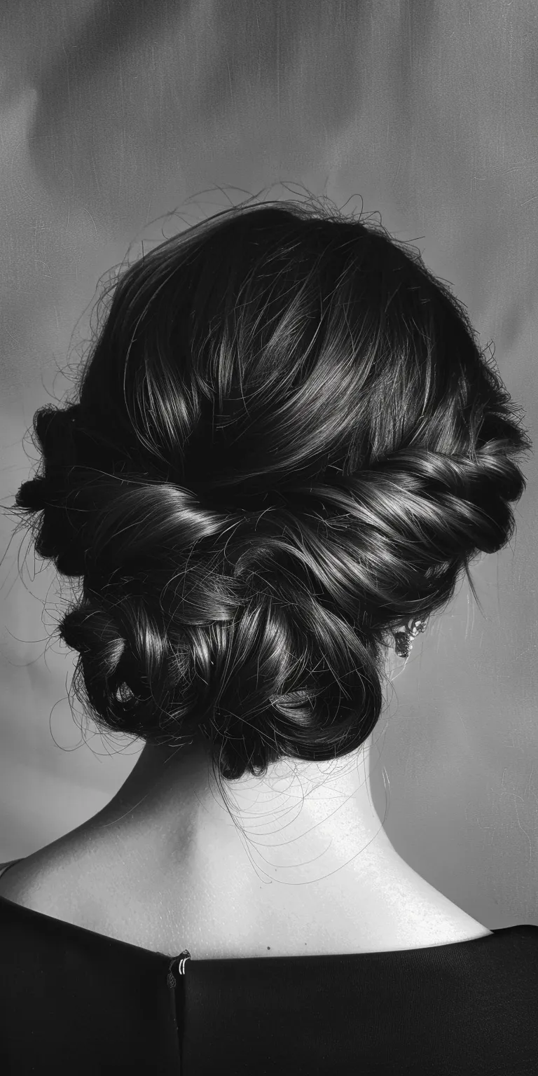 wedding hair styles Chignon, Updo, French twist, Milkmaid braid, Waterfall braids