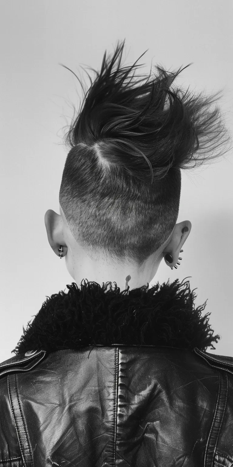 punk hairstyle Pompadour, Mohawk, Asymmetric cut, Butterfly haircut, Short back and sides