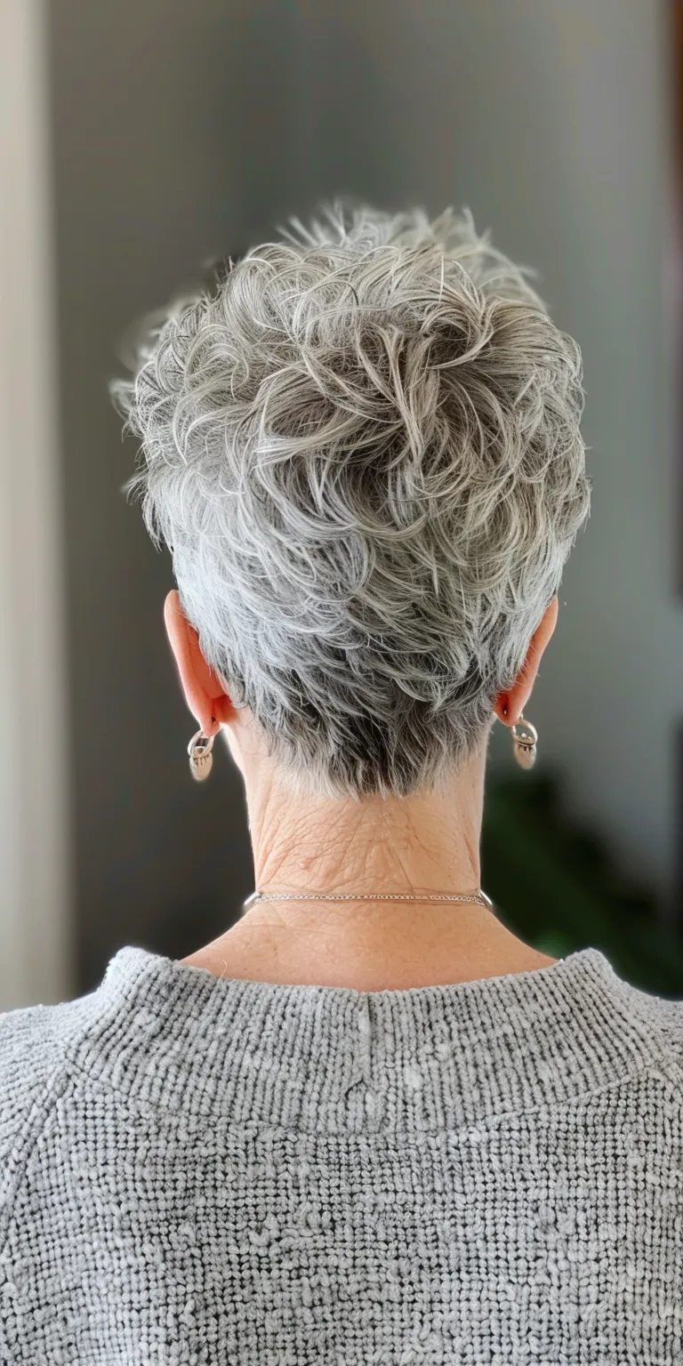 hairstyles for women over 70 Short brush cut, Asymmetric Pompadour, Digital perm, Pixie cut