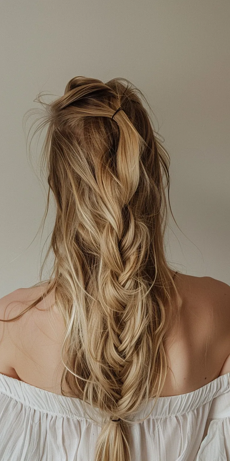 summer hairstyles Layered hair, Waterfall braids, Boho Braid, Chignon