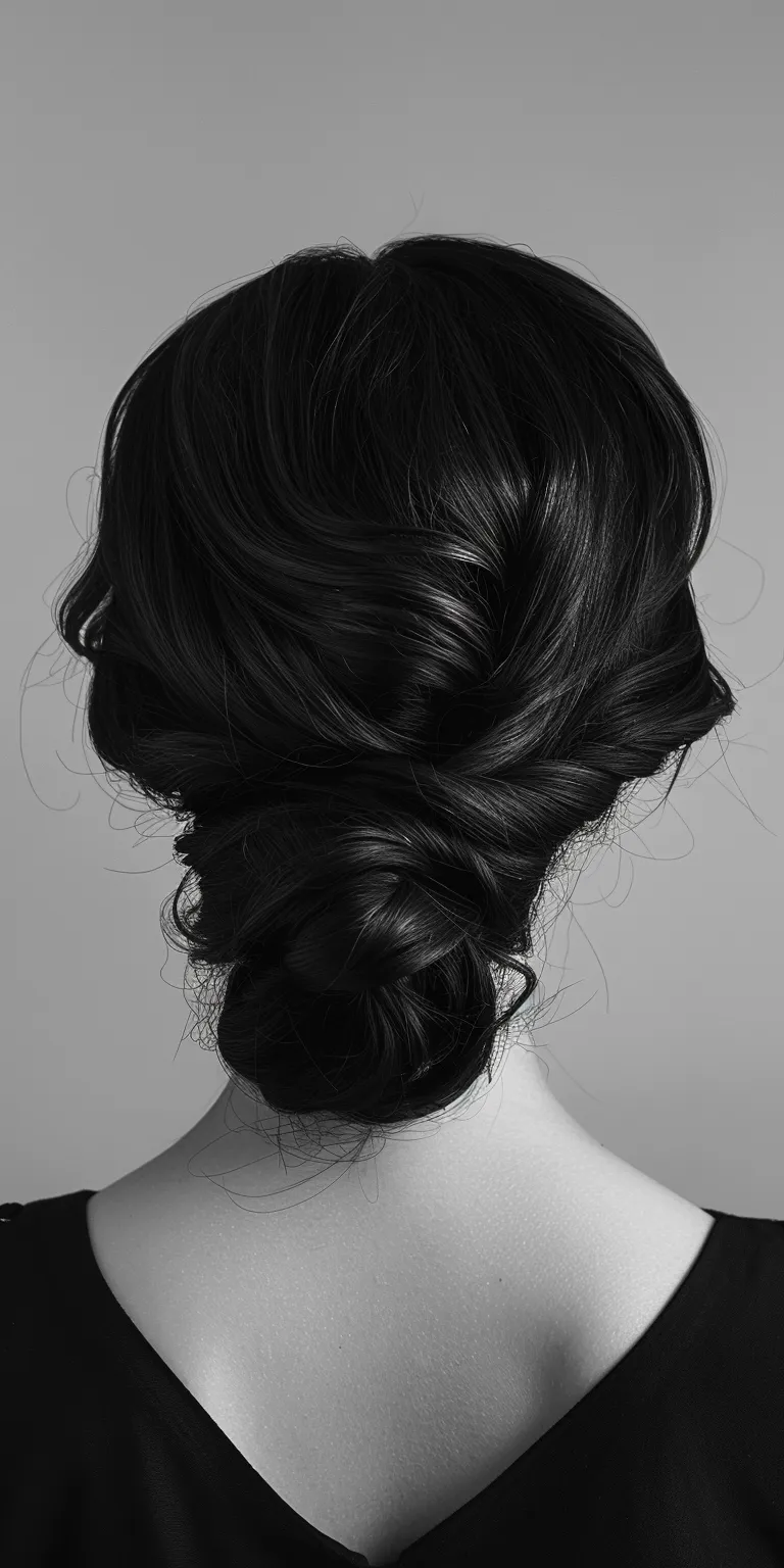 womens hair styles Chignon, Updo, Milkmaid braid, French twist, Finger wave