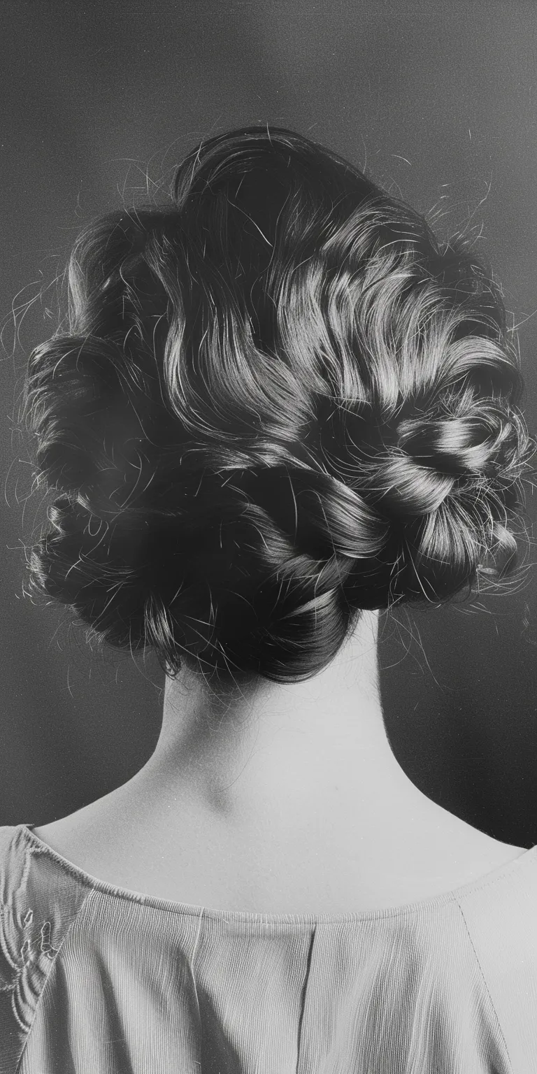 1980 hairstyles Chignon, Updo, Milkmaid braid, Finger wave, French twist