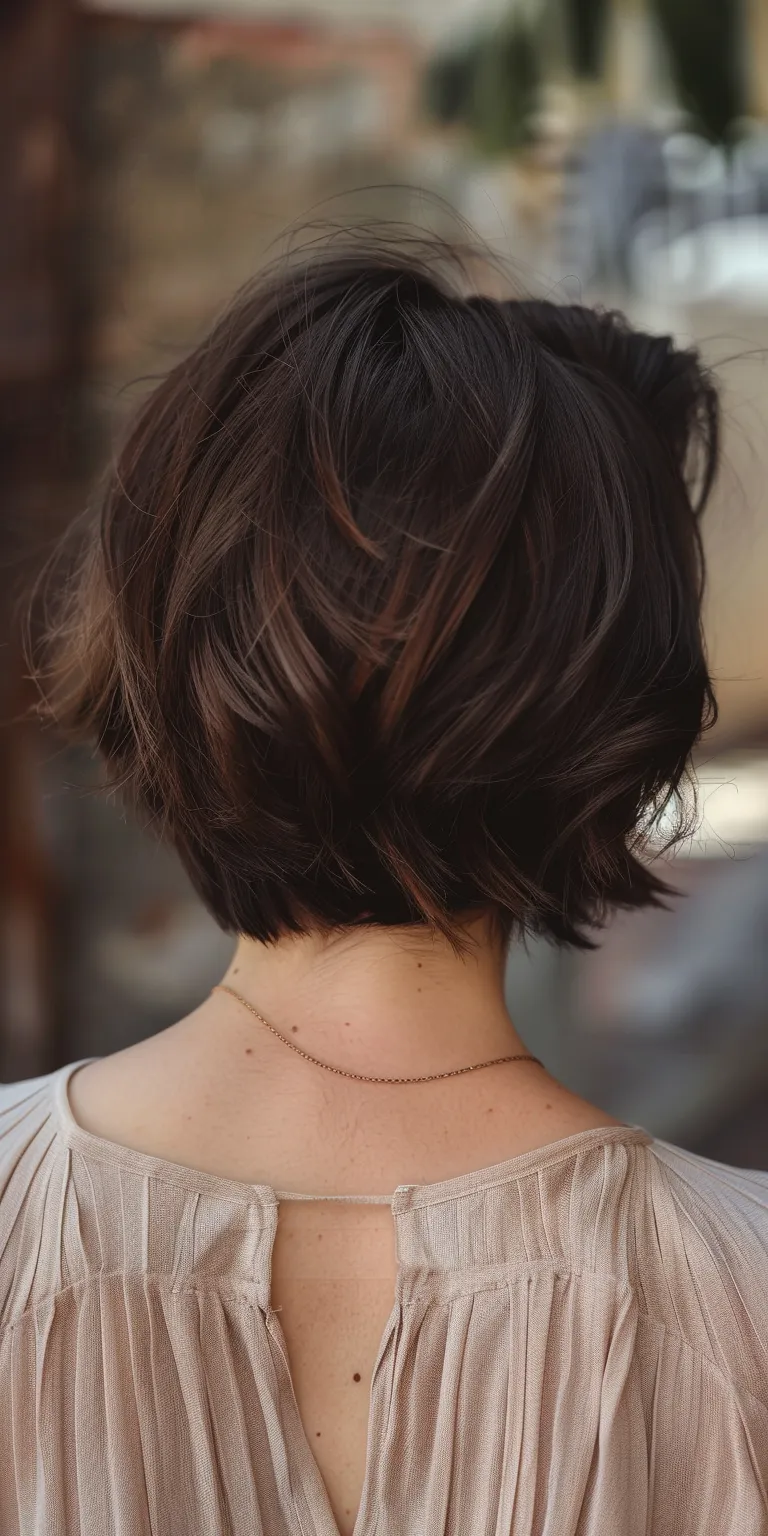 hairstyles for medium hair Asymmetric cut, Layered hair, Bob Pixie Chignon