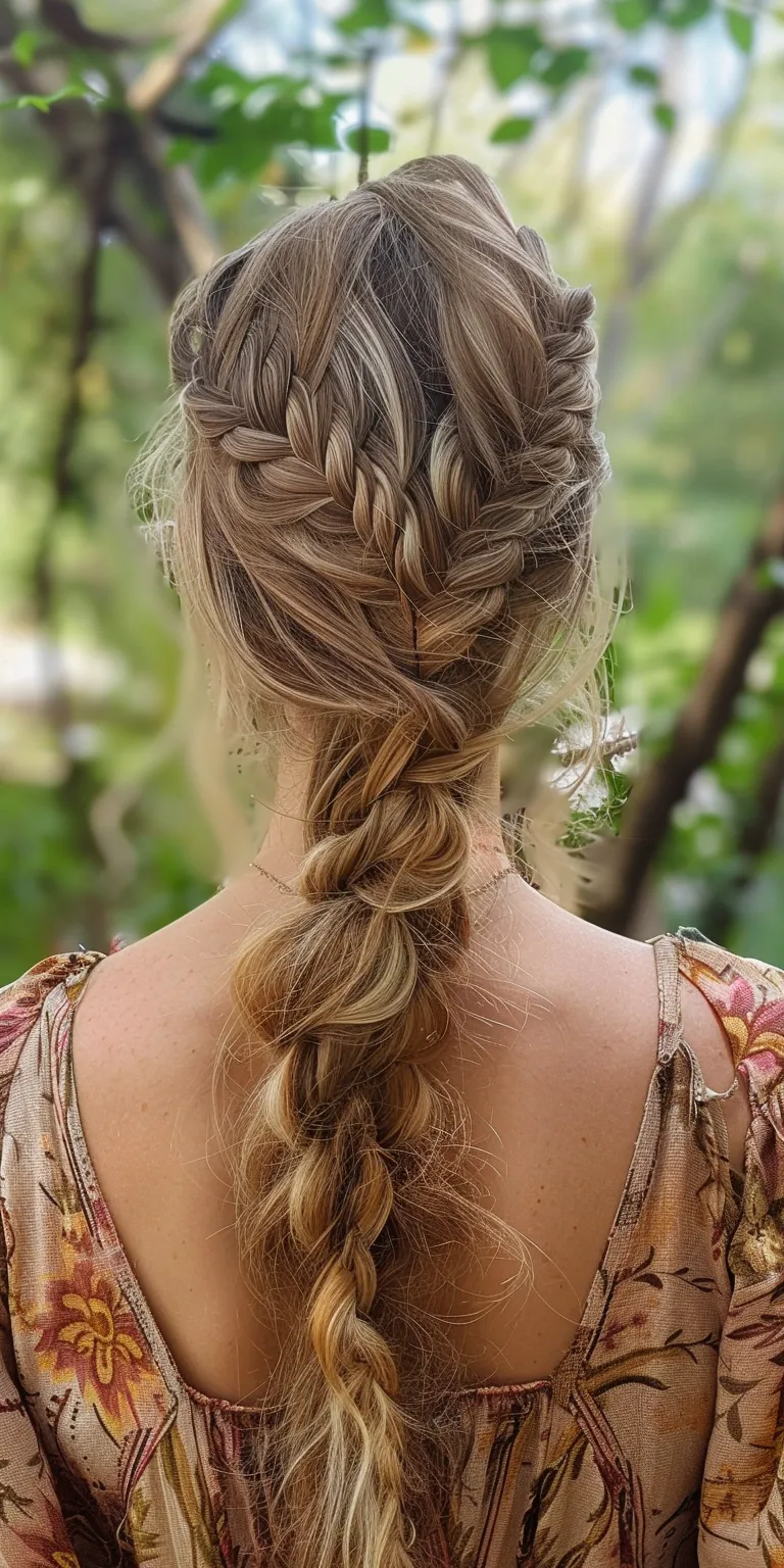 boho hairstyles Waterfall braids, Boho French braid, Braid, Updo