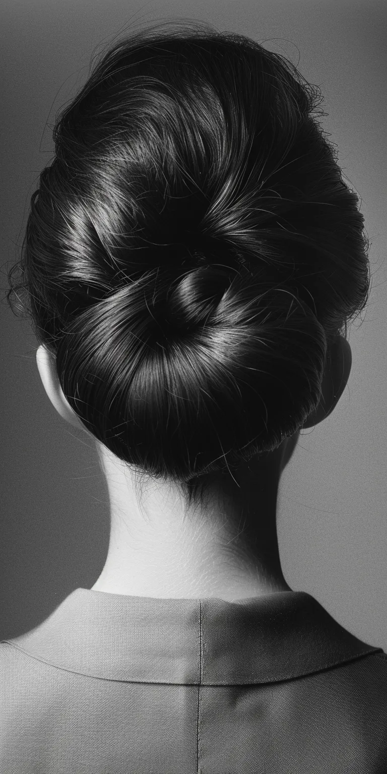 60's hairstyles Chignon, Ballerina bun, Updo, French twist, Japanese women's