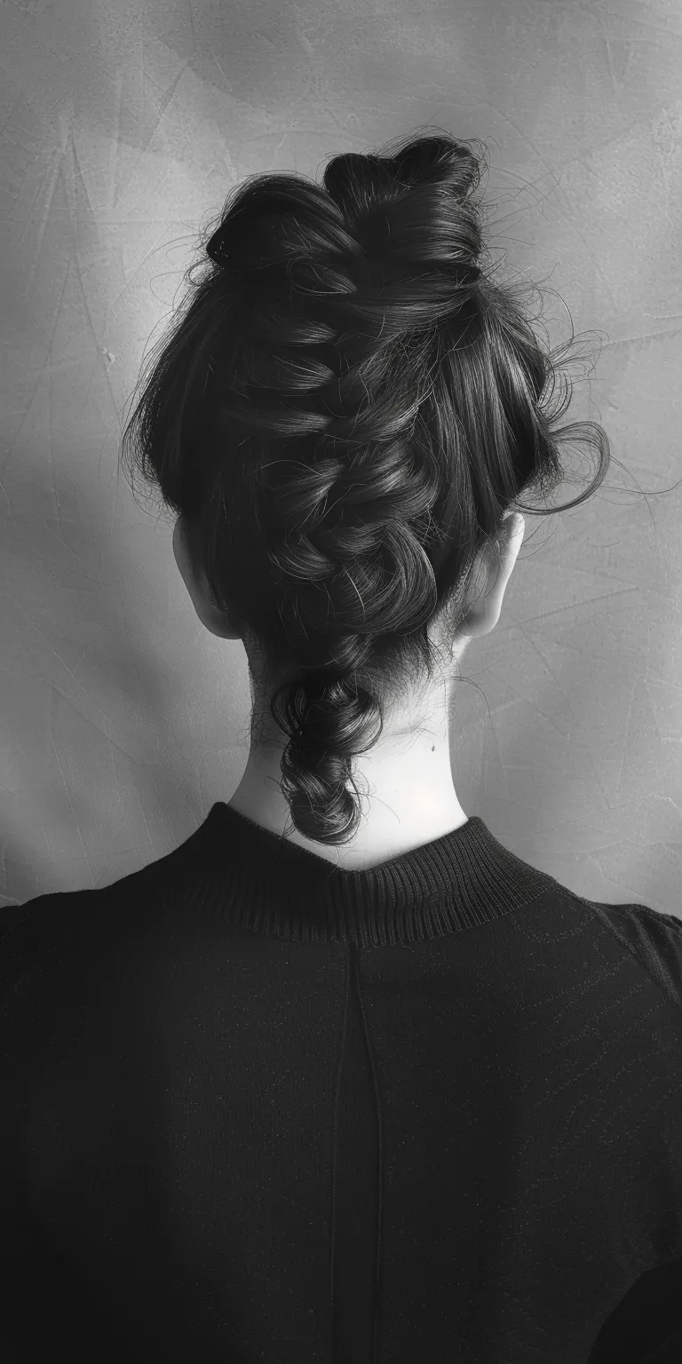 ducktail hairstyle Chignon, French braid, Milkmaid Updo, twist