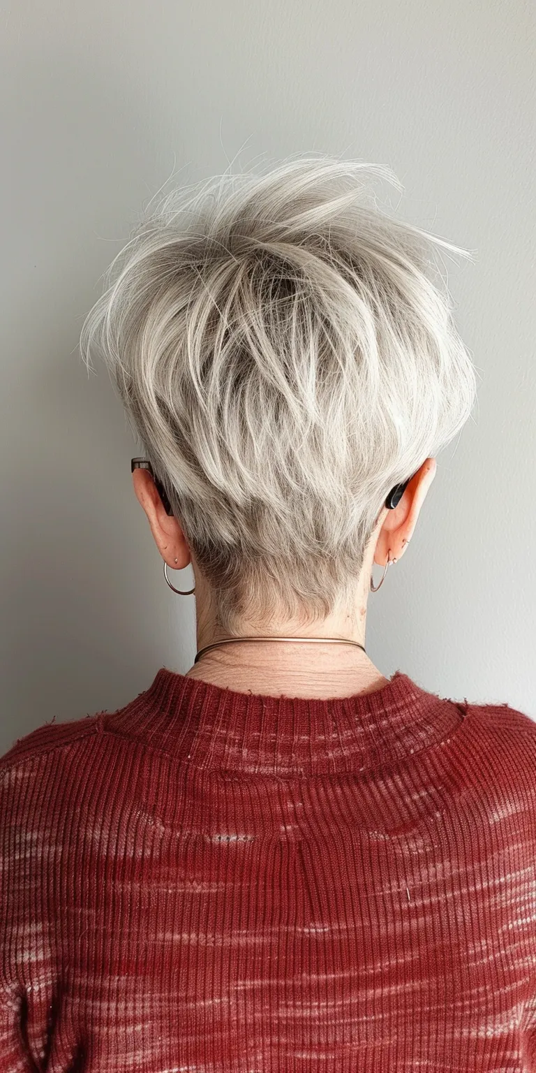 short hairstyles for over 50 with glasses Asymmetric cut, Short brush Pixie Pompadour, Digital perm