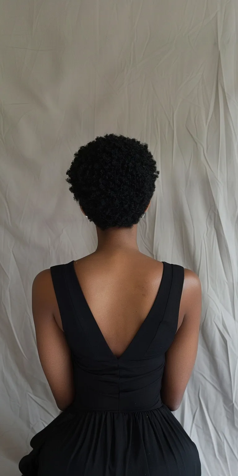 short black hairstyles Asymmetric cut, Kinky hair, Afro puffs, Short brush Digital perm