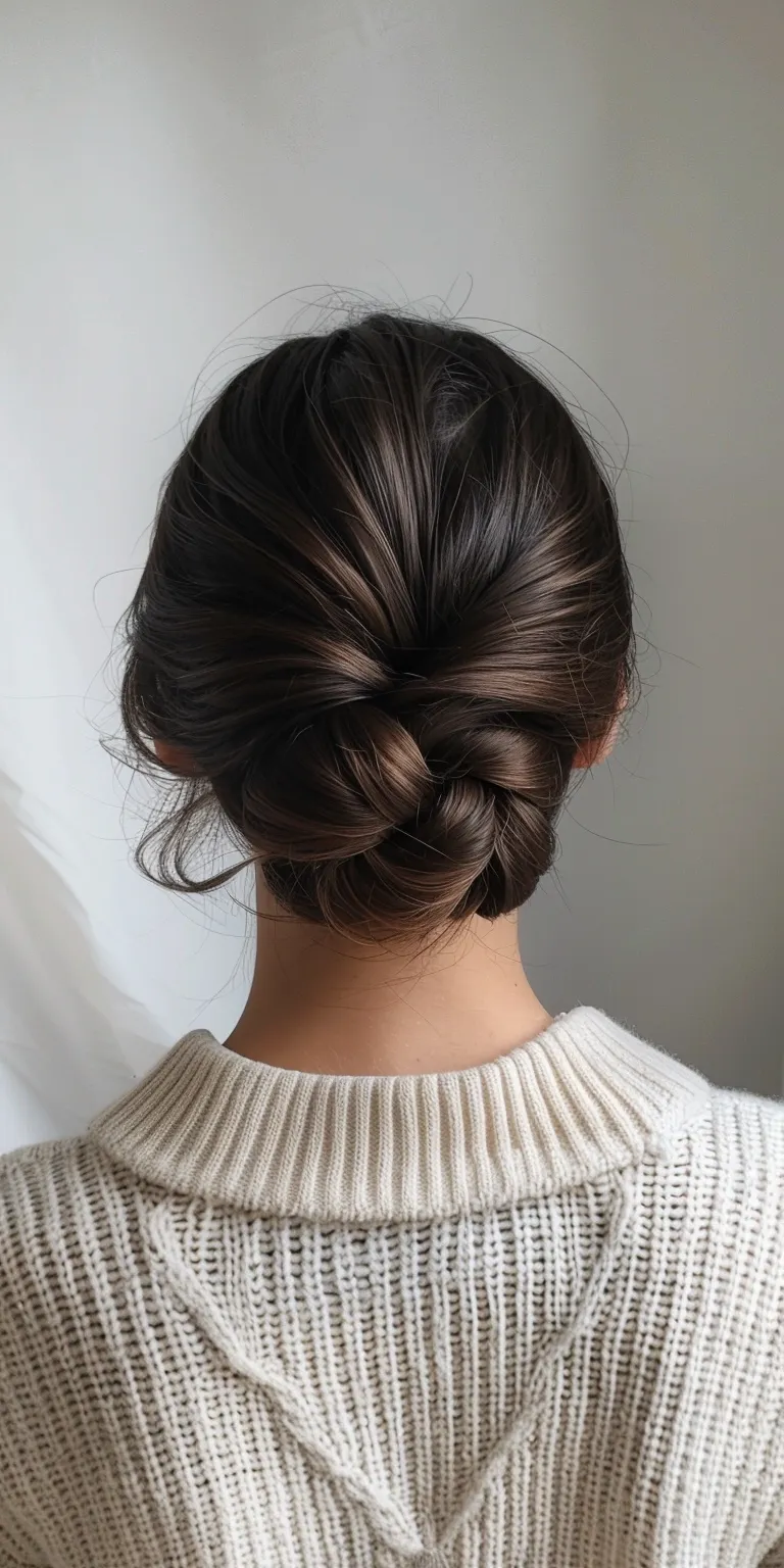 easy hairstyles for short hair Updo, Chignon, French twist, Ballerina bun, Milkmaid braid