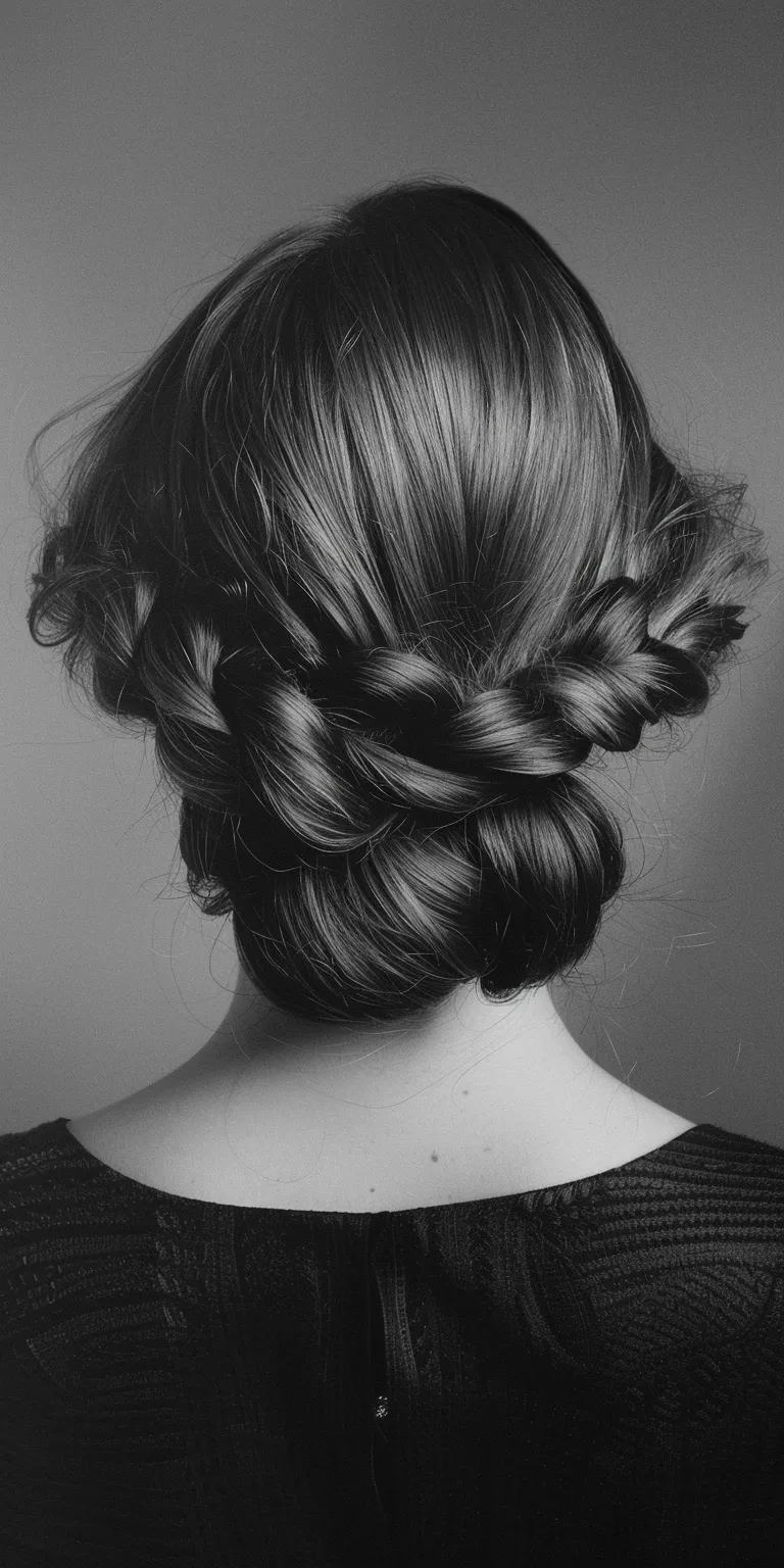 40s hairstyles Chignon, Milkmaid braid, French Updo, Waterfall braids