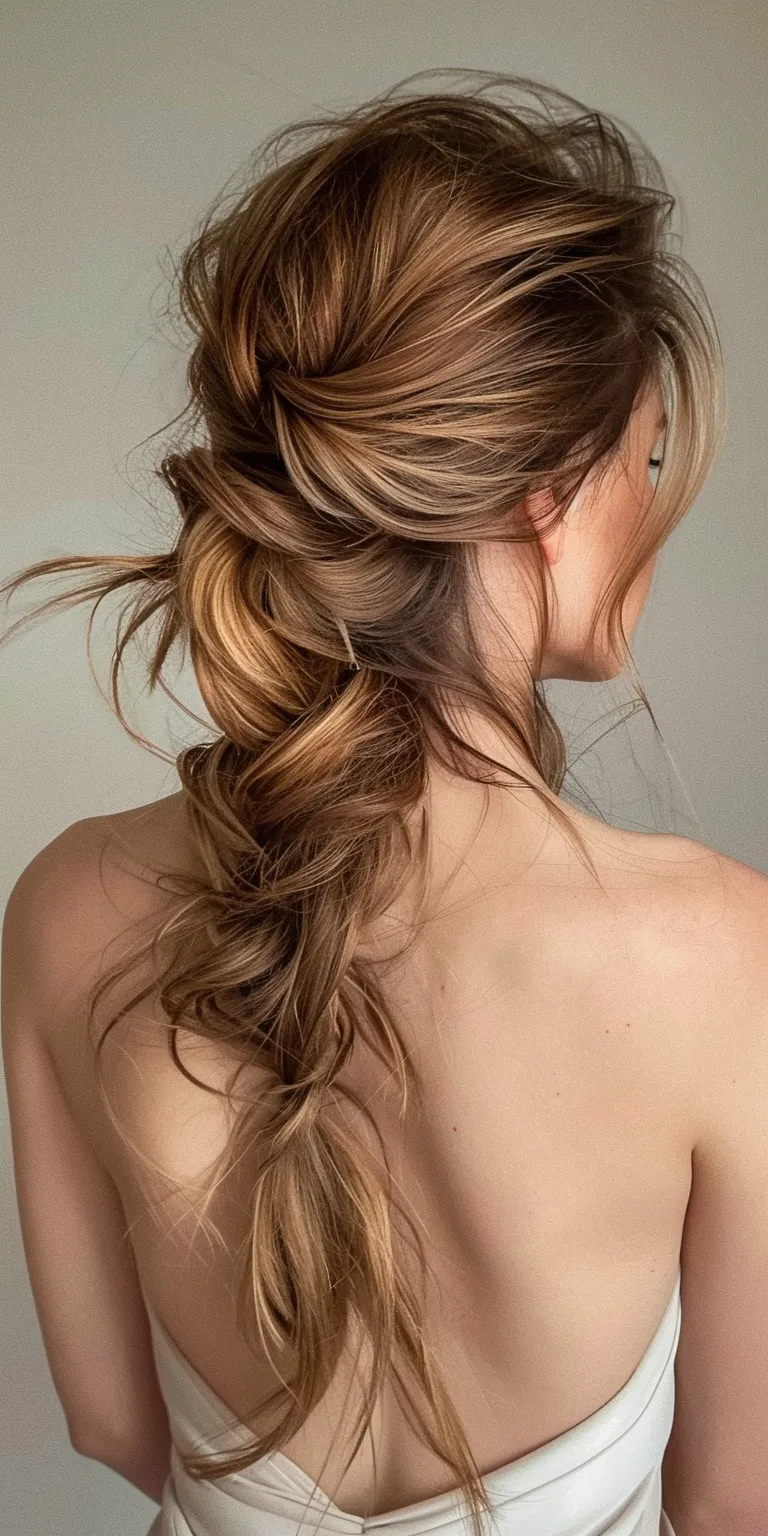 side bangs hairstyle Updo, Chignon, French twist, Waterfall braids, braid