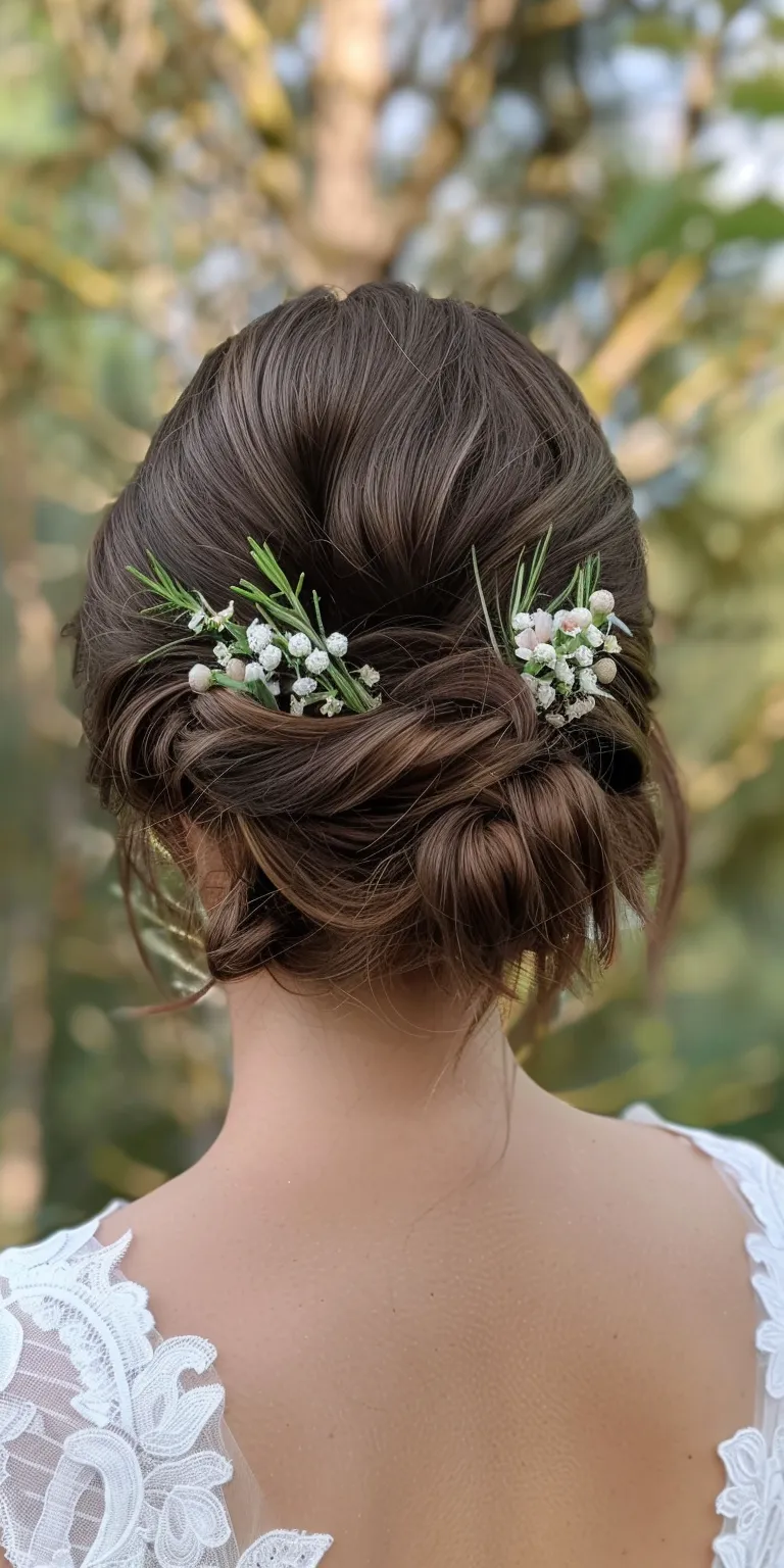 wedding hairstyles for short hair Updo, Milkmaid braid, Chignon, Ballerina bun, French twist