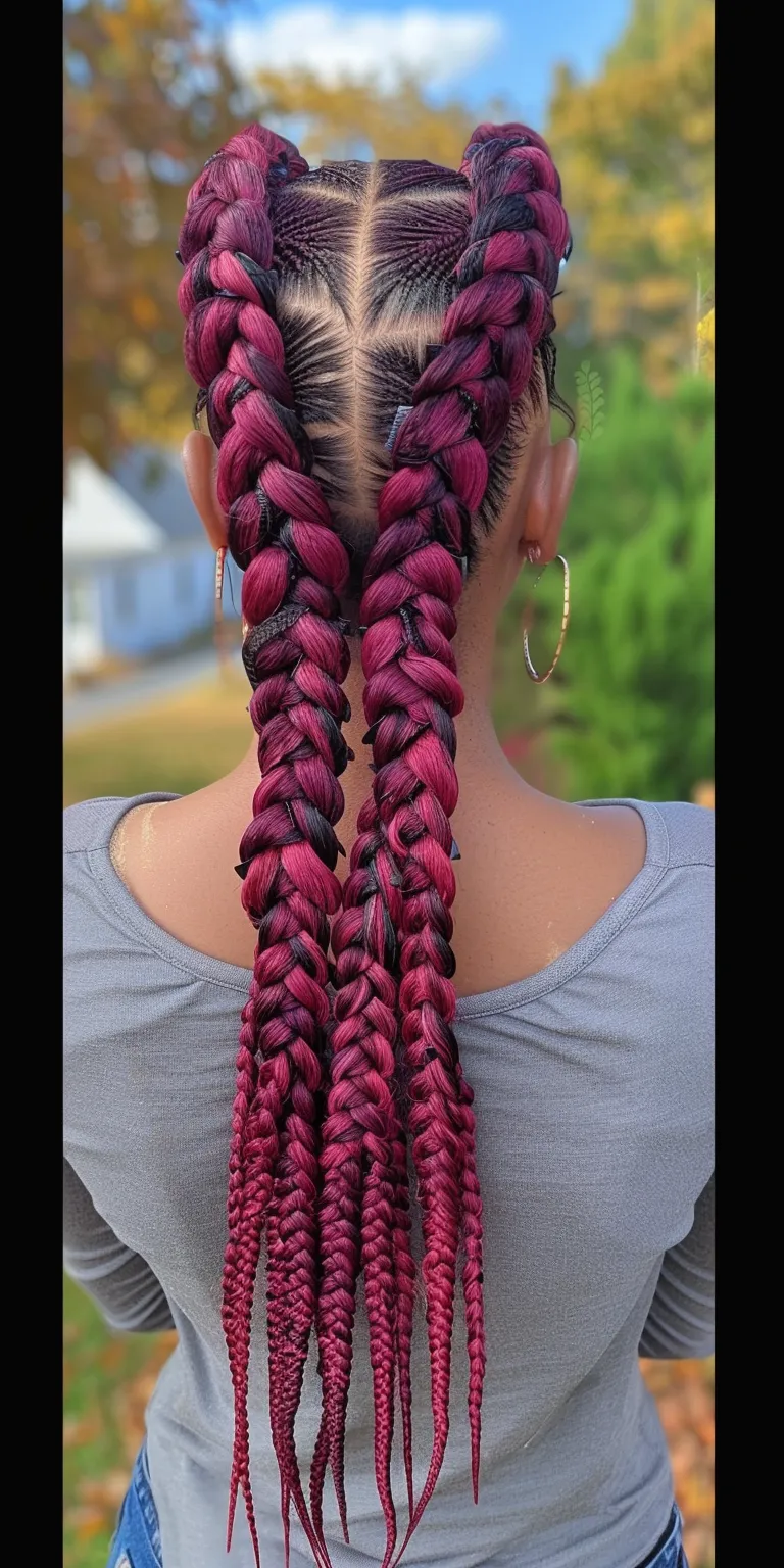 burgundy knotless braids Waterfall braids, Braid, Hair twists, Boho French braid