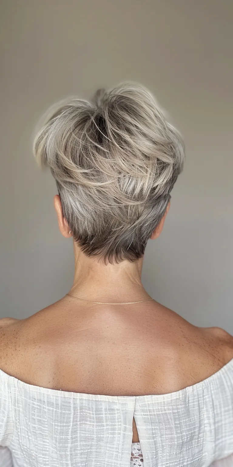 short pixie haircuts Asymmetric cut, Short brush Pixie French twist, Frosted tips