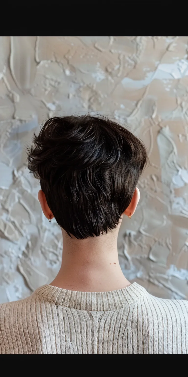 hair style for chubby face Asymmetric cut, Digital perm, Short brush Professional Pixie cut