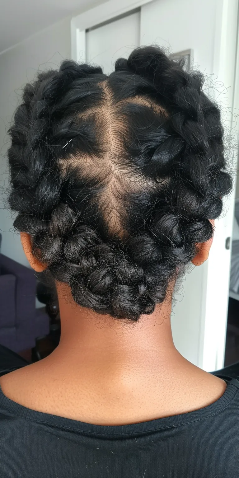 braid out French twist, Digital perm, Finger wave, Updo, Waterfall braids