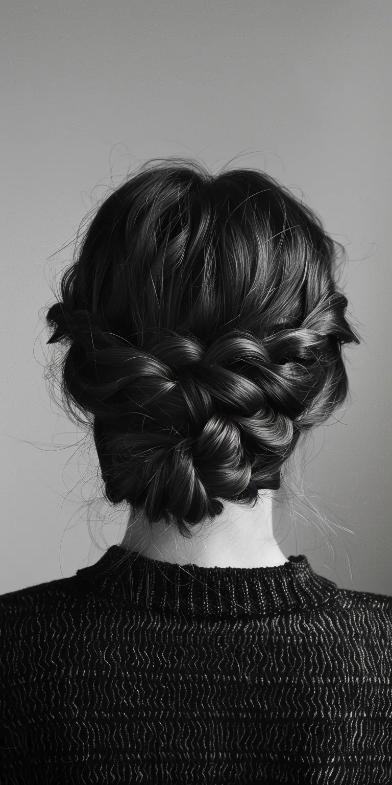 up do hair styles Milkmaid braid, French Chignon, Waterfall braids, Updo