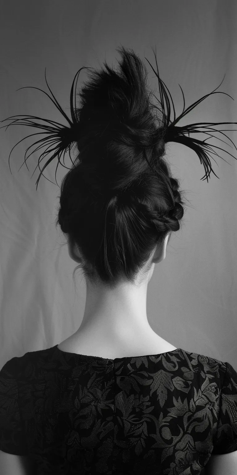 skunk hairstyle Chignon, Updo, Ballerina bun, French twist, Feathered hair