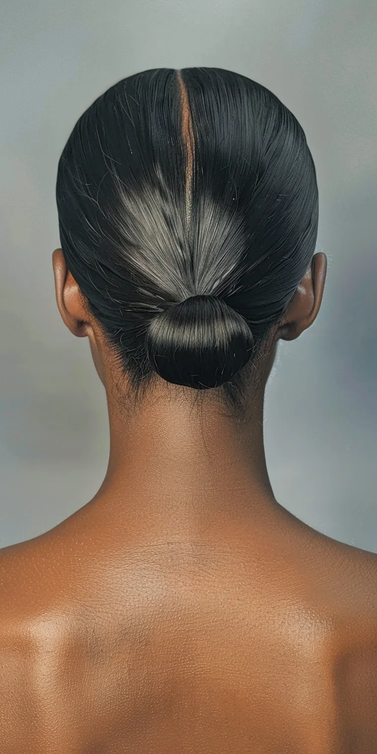 slick back ponytail Chignon, French twist, Asymmetric cut, Updo, Ballerina bun