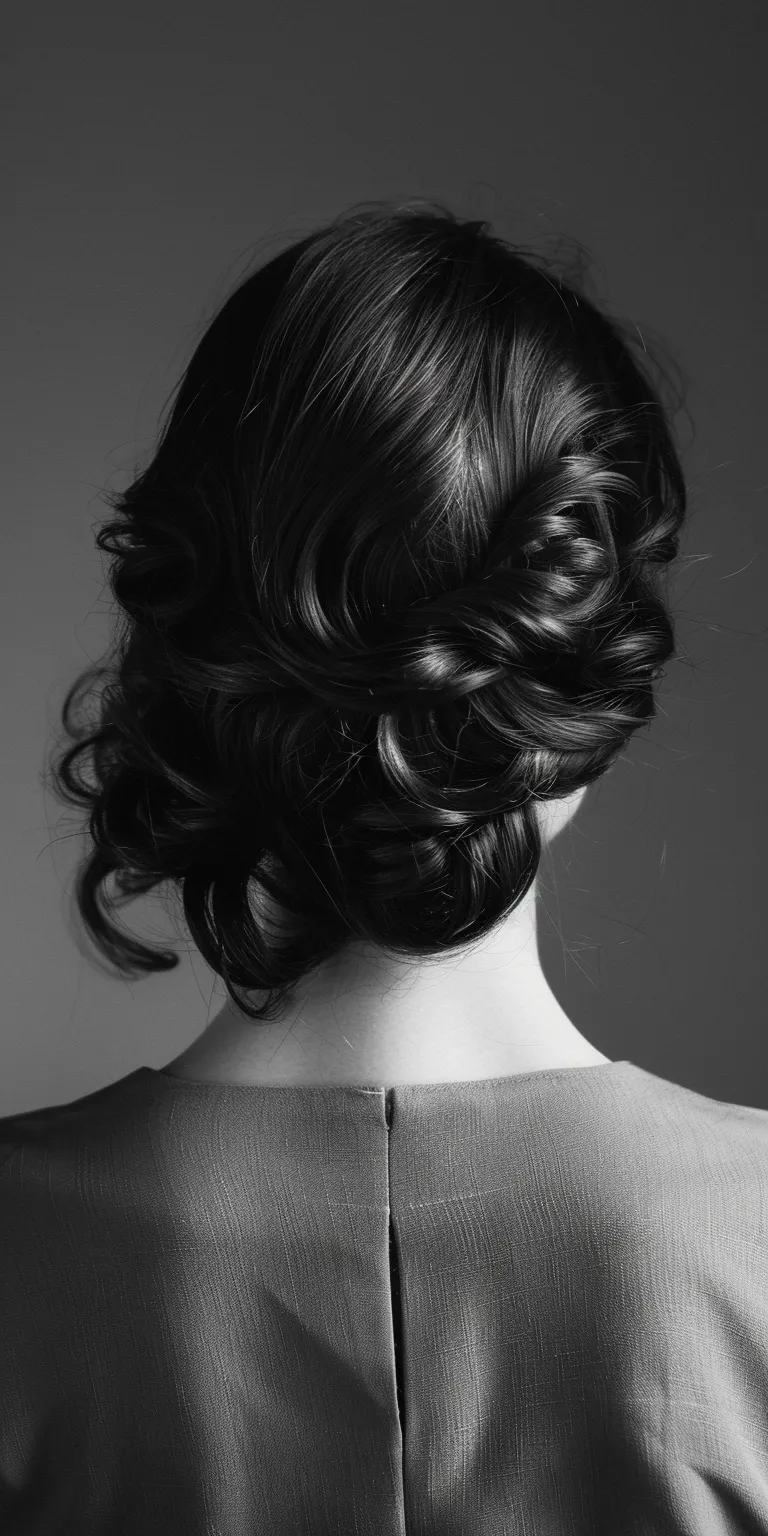 medium hair styles Chignon, Updo, Finger wave, Milkmaid braid, Ringlets