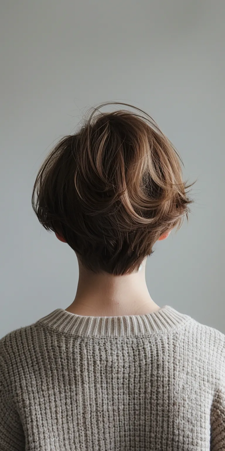 medium short haircuts Asymmetric cut, Chignon, Layered hair, Updo, Short brush cut