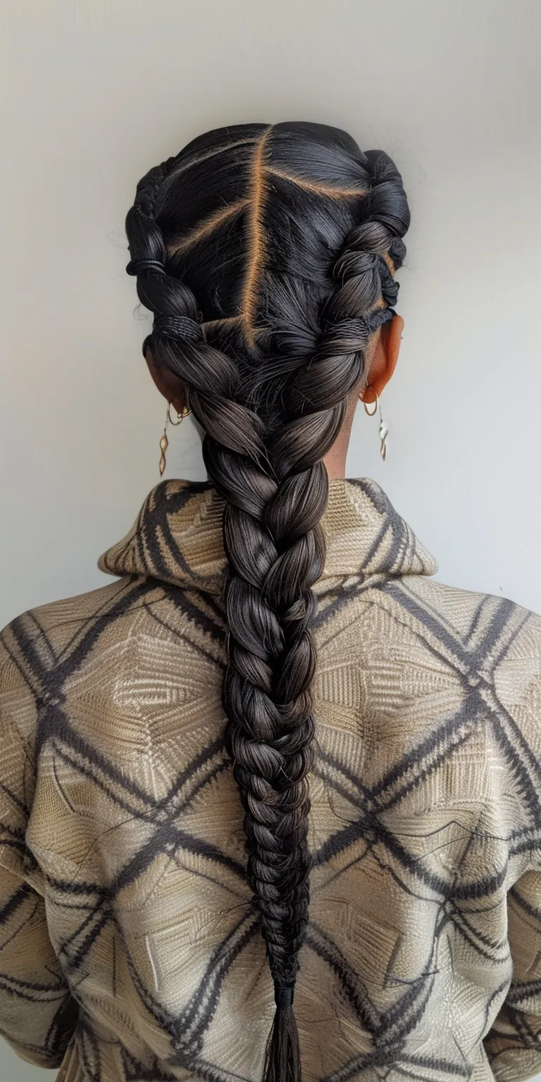 long braided ponytail Waterfall braids, French twist, braid, Braid, Milkmaid braid