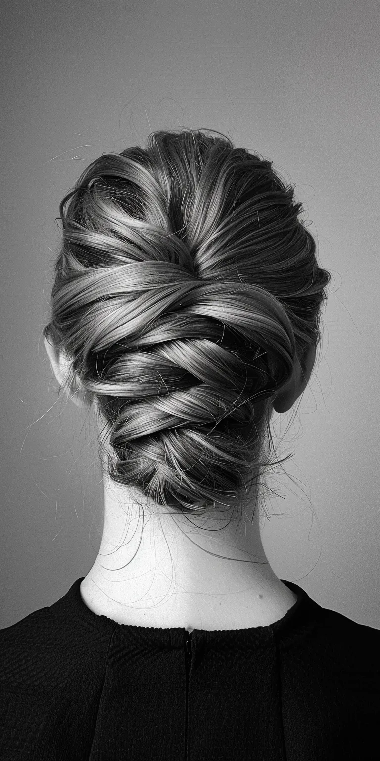 hair styles and  French braid, Chignon, Waterfall braids, twist, Braid