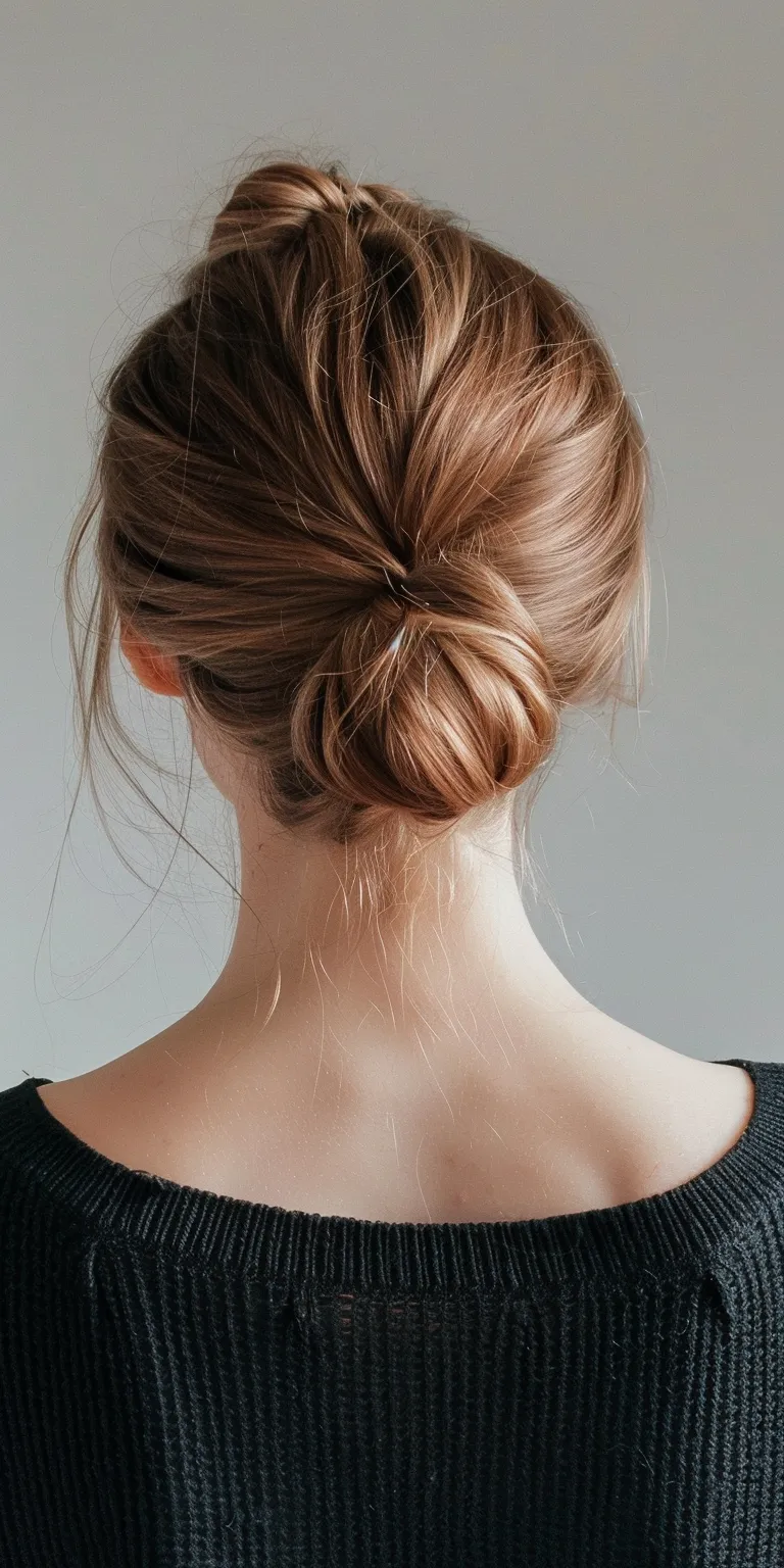 hair bun styles Updo, Ballerina bun, Chignon, French twist, Milkmaid braid