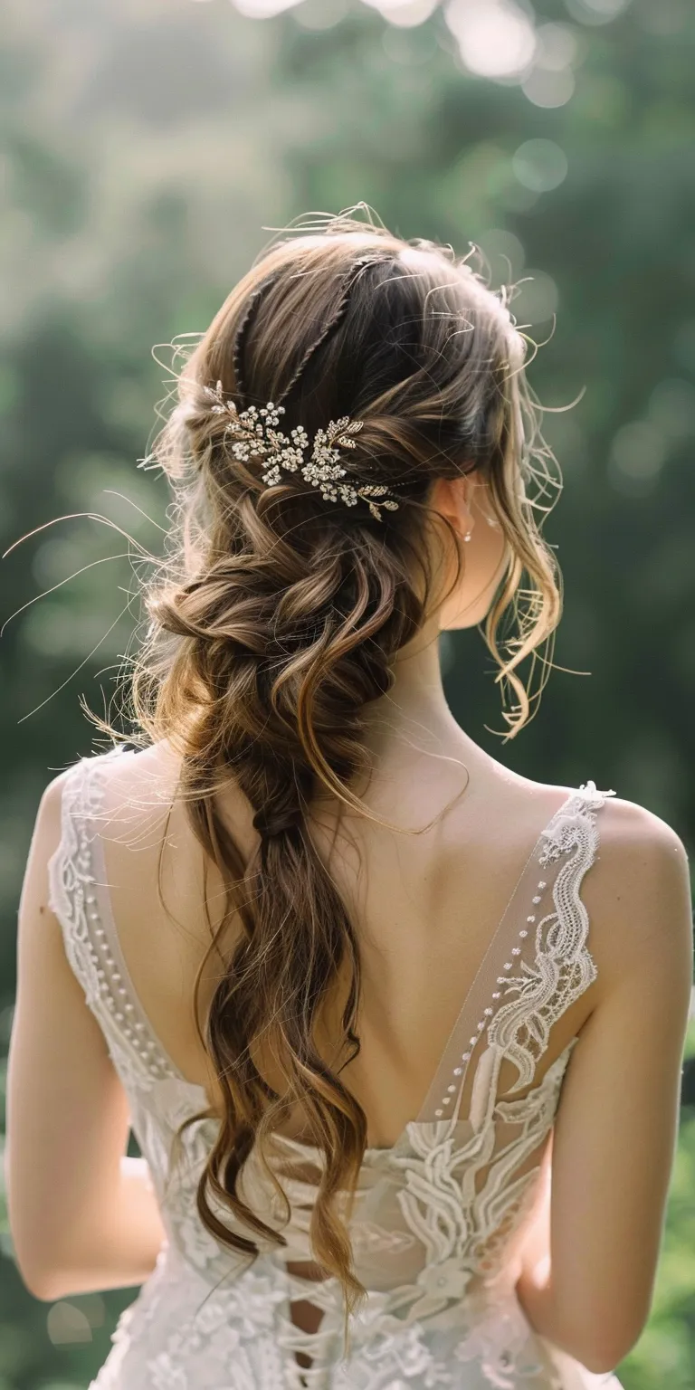 wedding hairstyles for long hair Boho braids, Waterfall Milkmaid braid, Updo, French braid