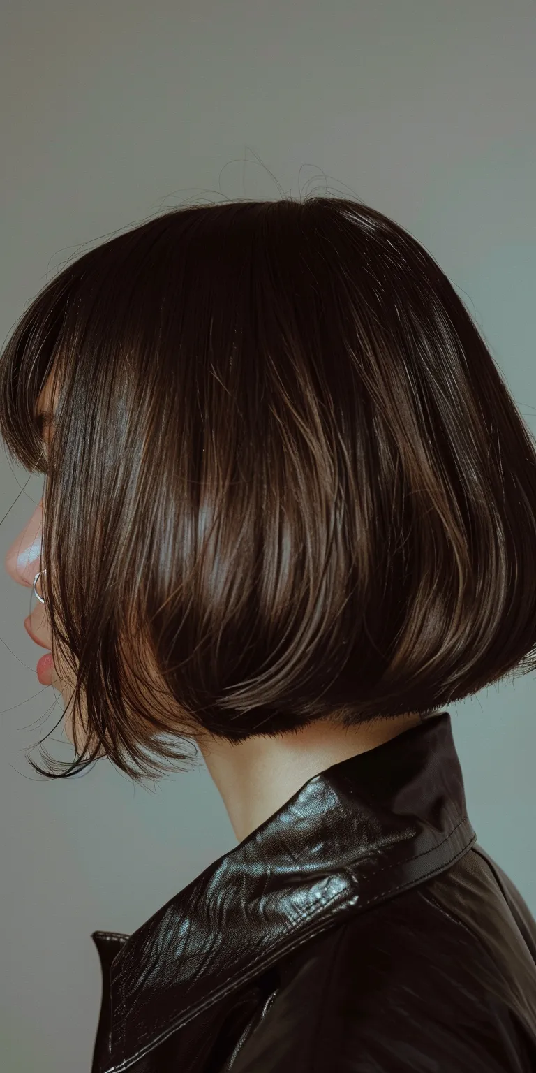 fringe bangs Asymmetric cut, Bob Butterfly haircut, Short brush Layered hair