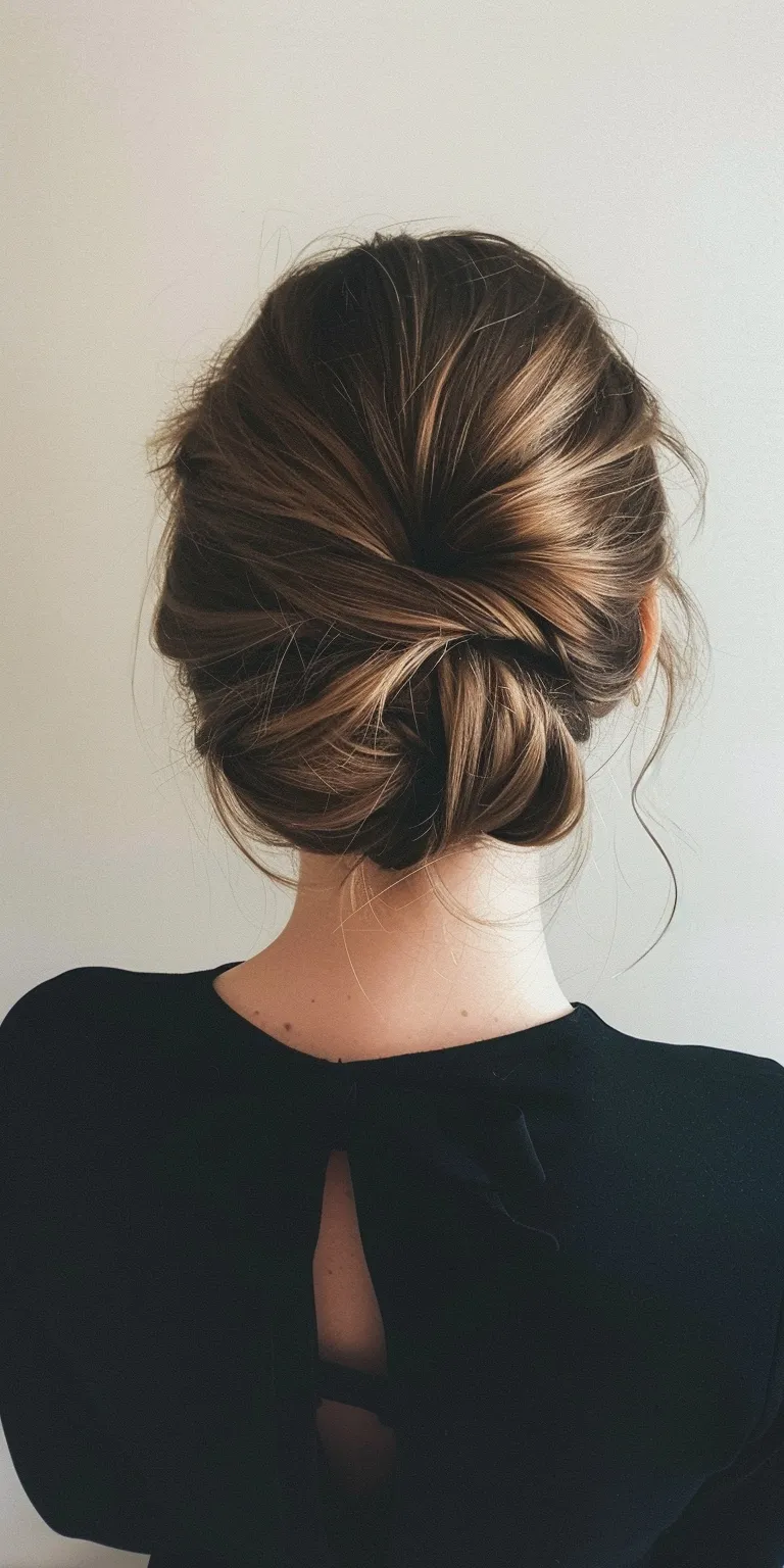 hair bun styles Chignon, Updo, Ballerina bun, French twist, Milkmaid braid