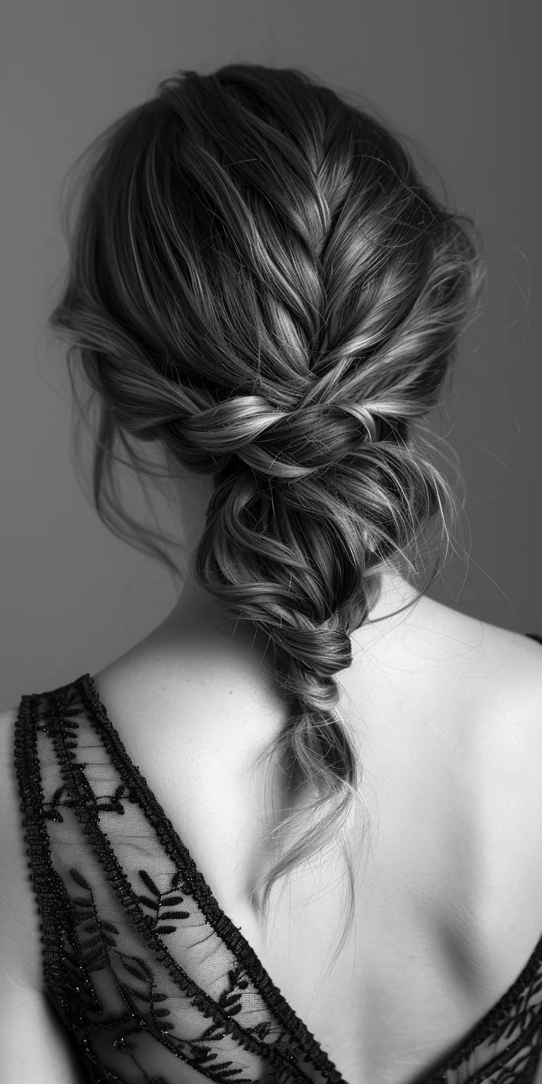 formal hairstyles French braid, Chignon, Waterfall braids, Braid, Boho braids