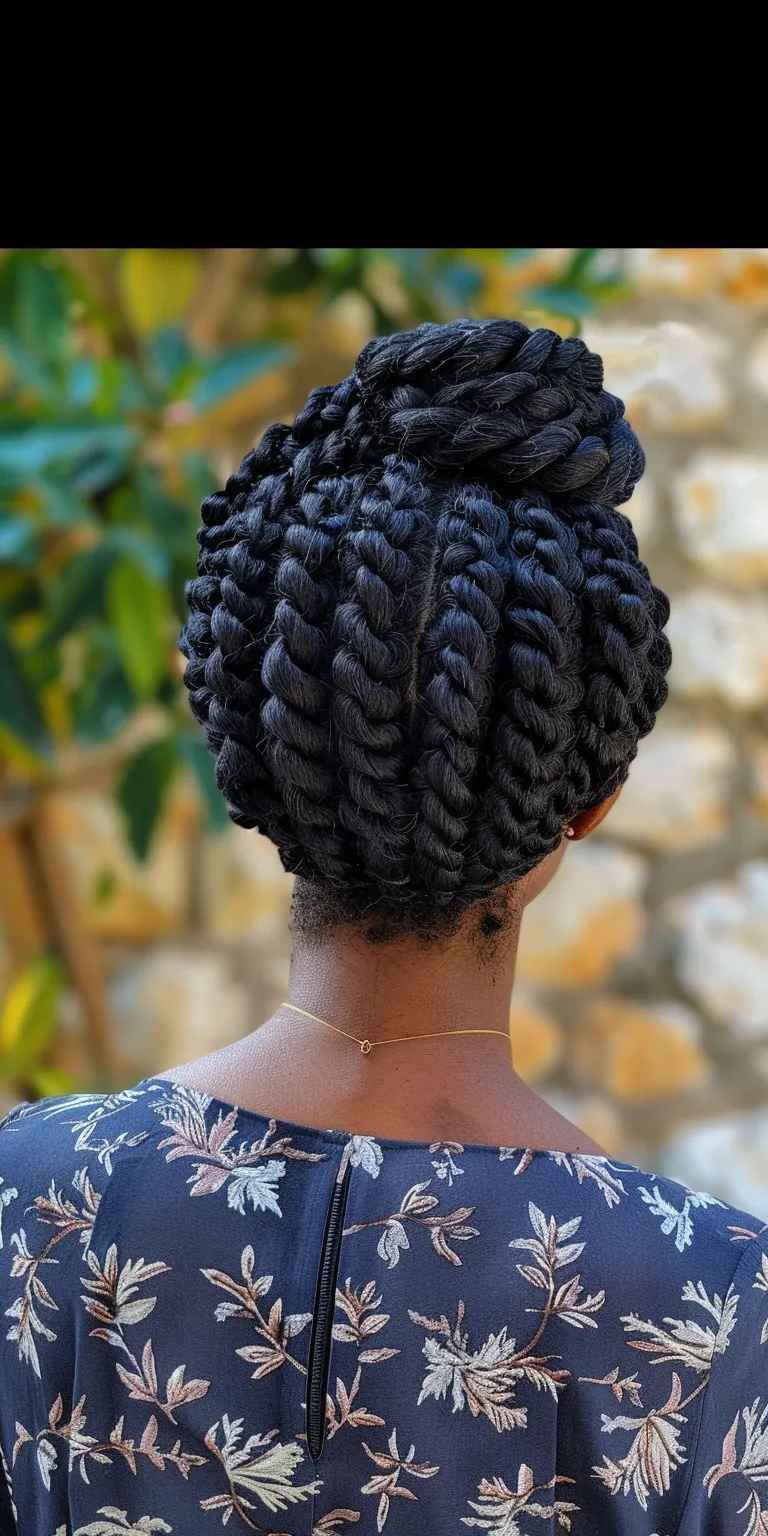 professional hairstyle Waterfall braids, French twist, Hair twists, Crochet Updo