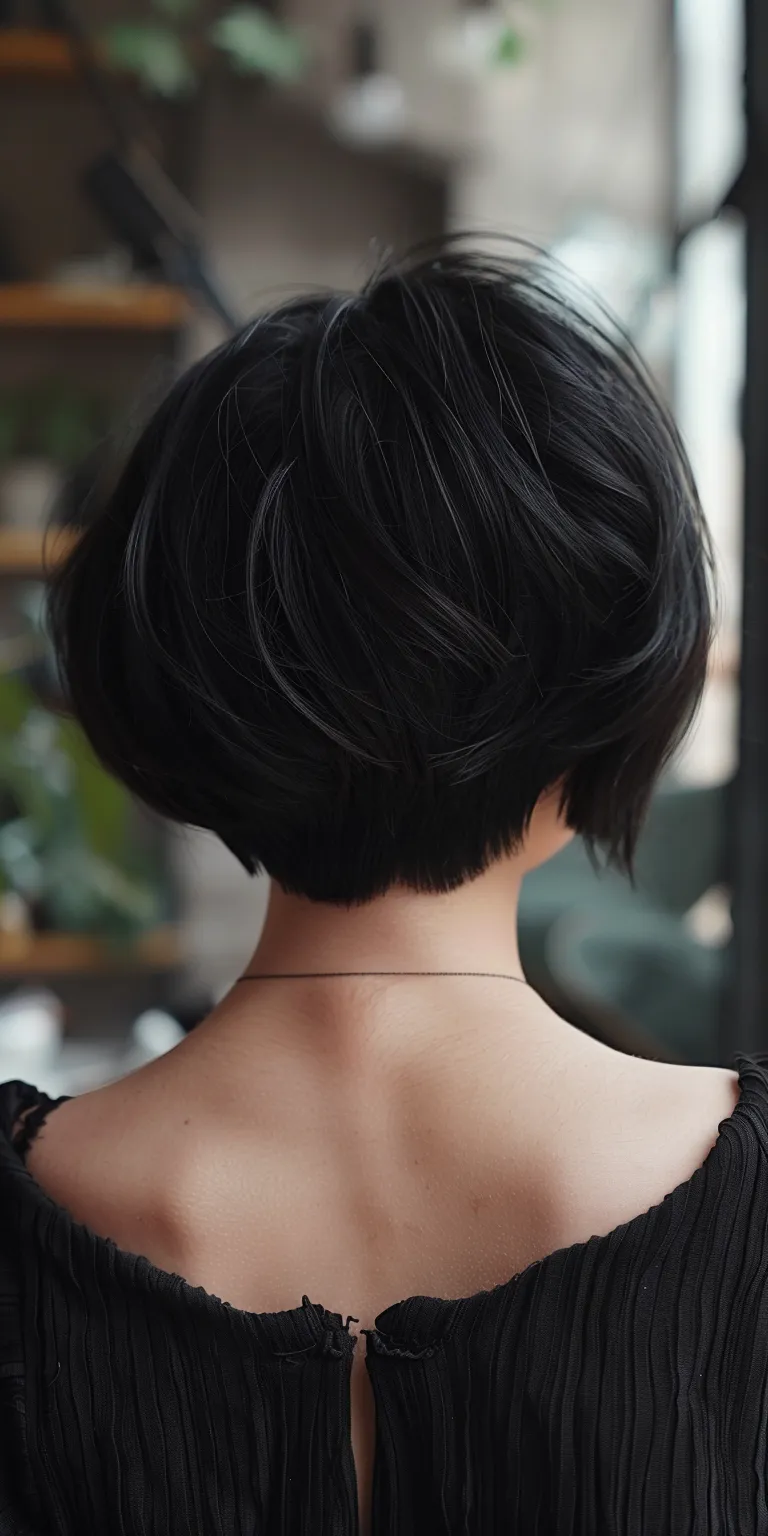 short black hairstyles Asymmetric cut, Japanese women's hairstyles, Chignon, Pixie Bob cut