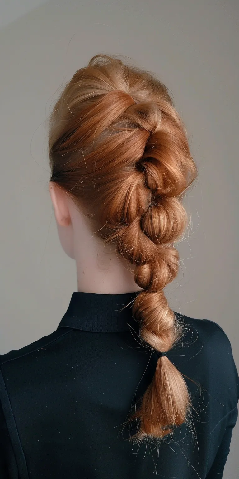 bubble ponytail Updo, French twist, Chignon, braid, Milkmaid braid