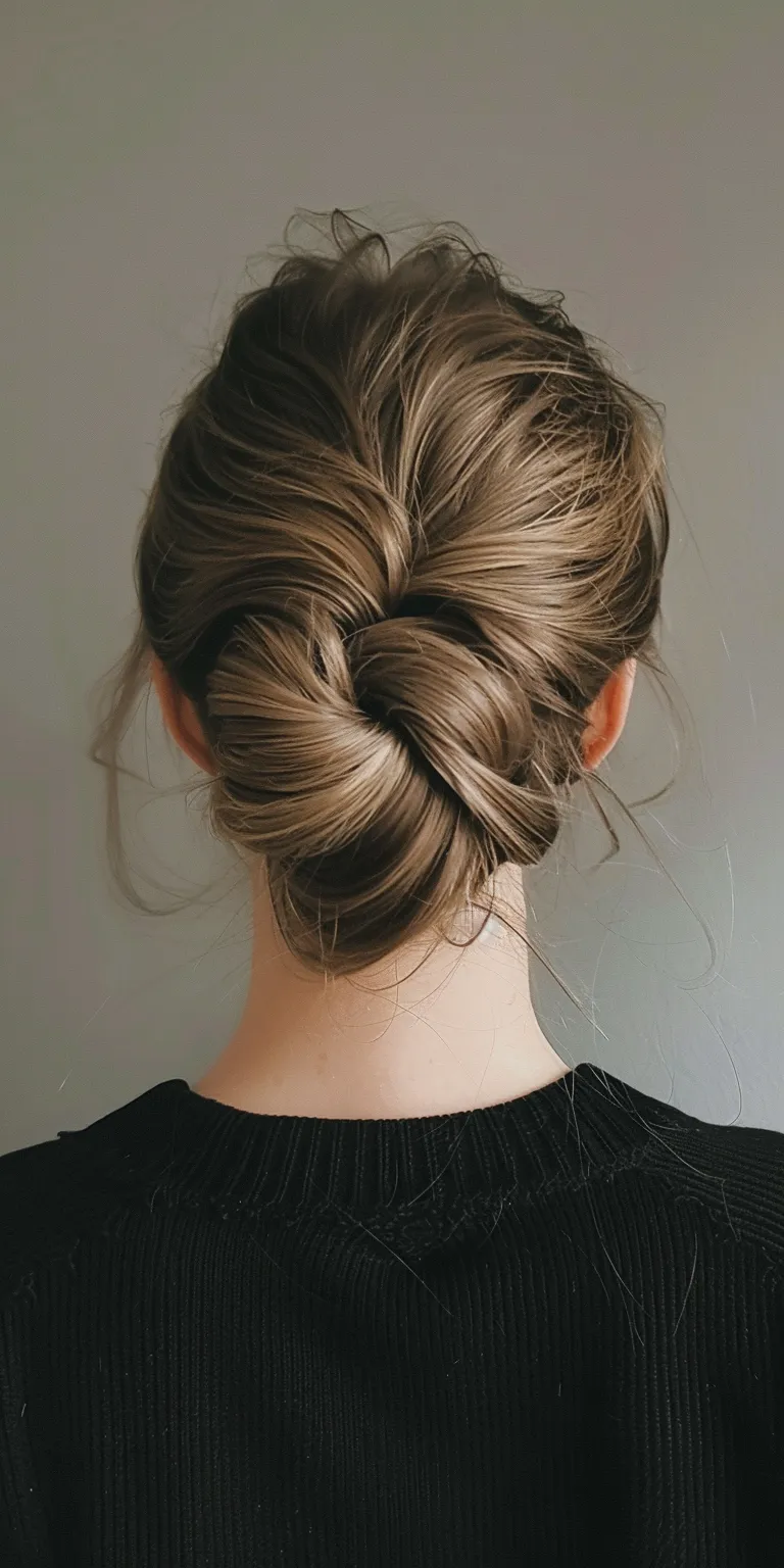 hairstyles for fine hair Updo, Chignon, French twist, Ballerina bun, Milkmaid braid