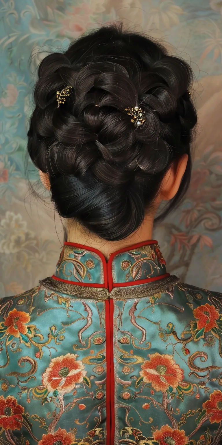 chinese hairstyle Japanese women's hairstyles, Updo, Historical Christian French twist, Milkmaid braid