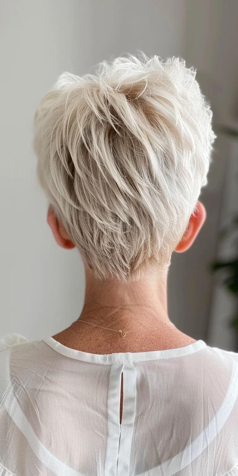 short hairstyles for women Asymmetric cut, Short brush Pixie Frosted tips, Digital perm