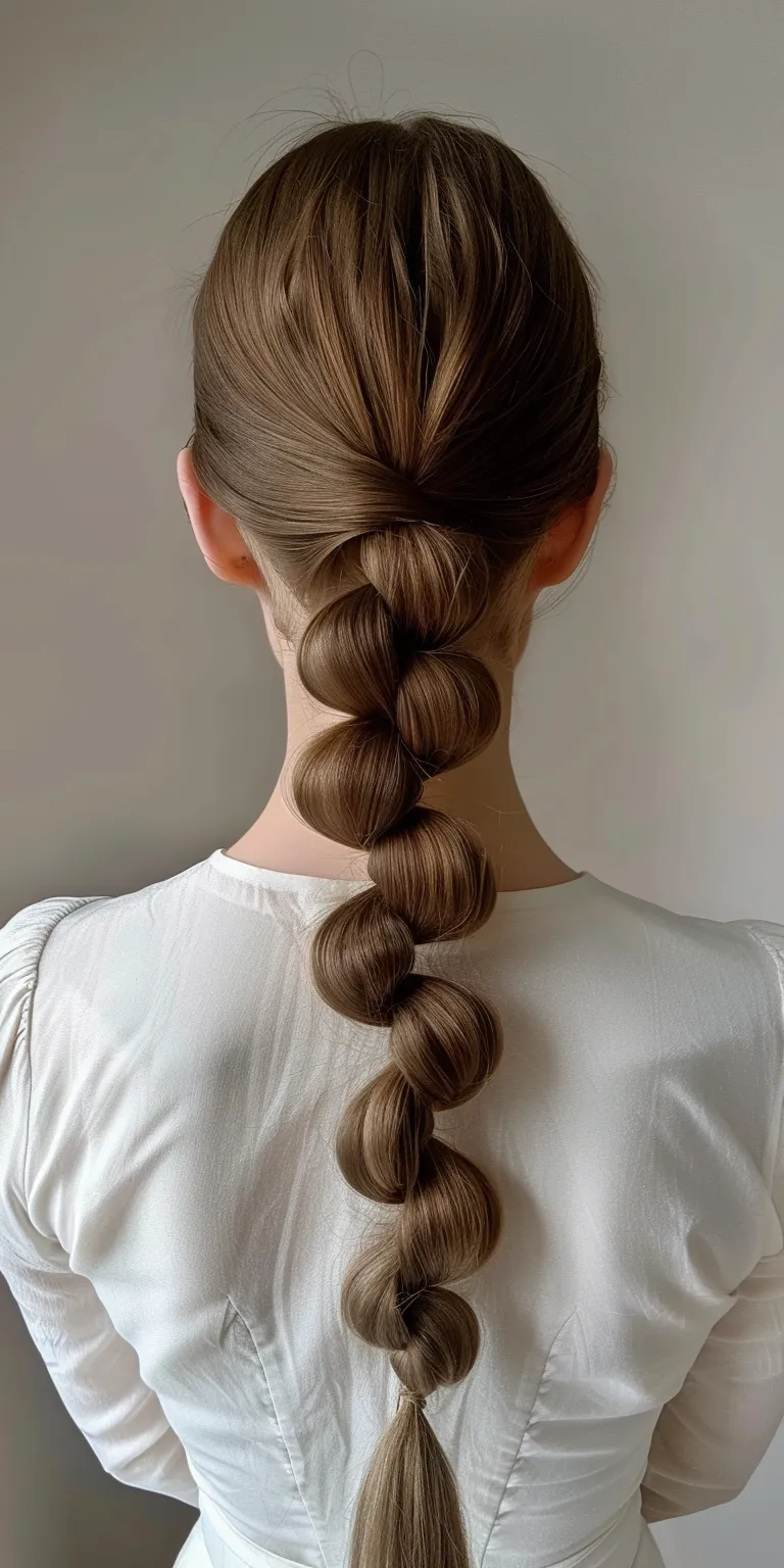 bubble ponytail French braid, twist, Braid, Waterfall braids, Updo