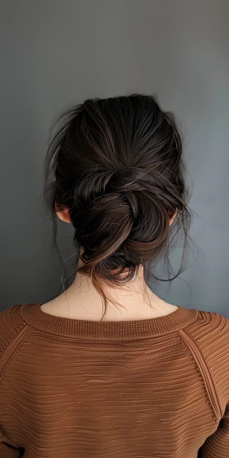 side bangs hairstyle Updo, Chignon, French twist, Milkmaid braid, Ballerina bun