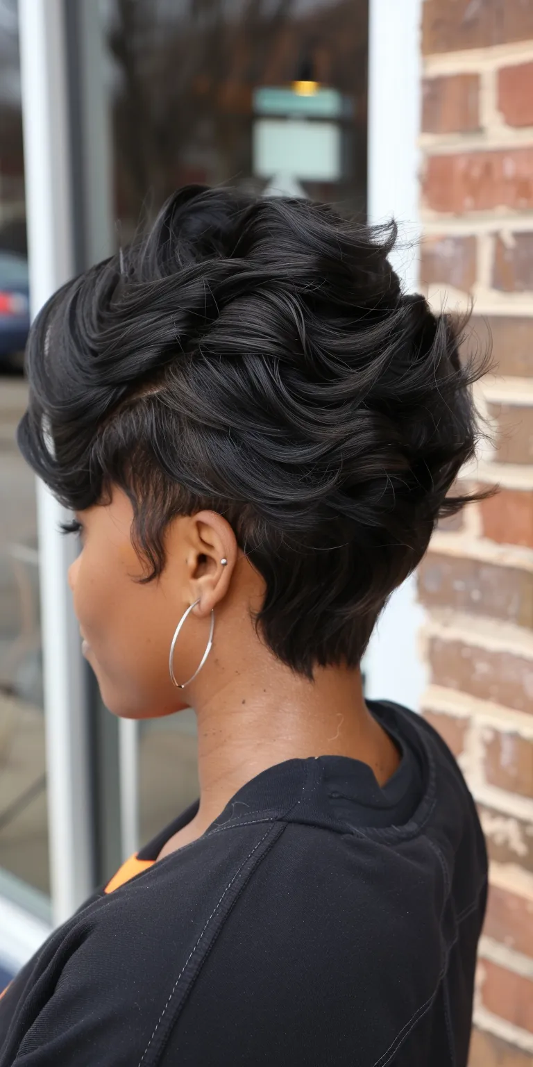 short weave hairstyles Asymmetric cut, Finger wave, French twist, Updo, Chignon