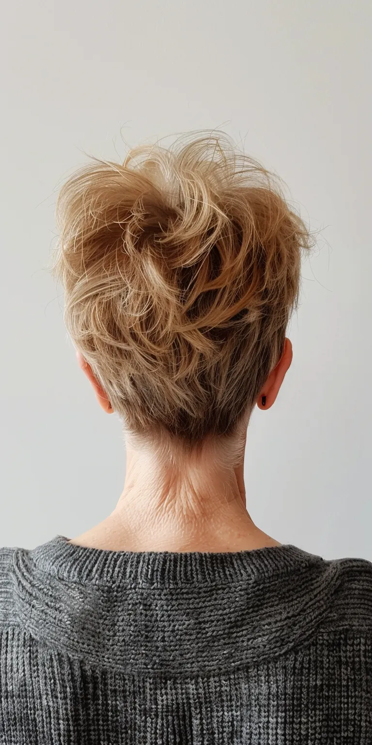 short shag hairstyles Asymmetric cut, Chignon, Short brush Updo, French twist