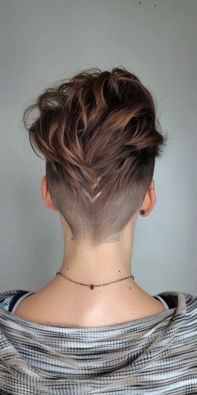 undercut hairstyle Asymmetric cut, French twist, Butterfly haircut, Short brush Updo