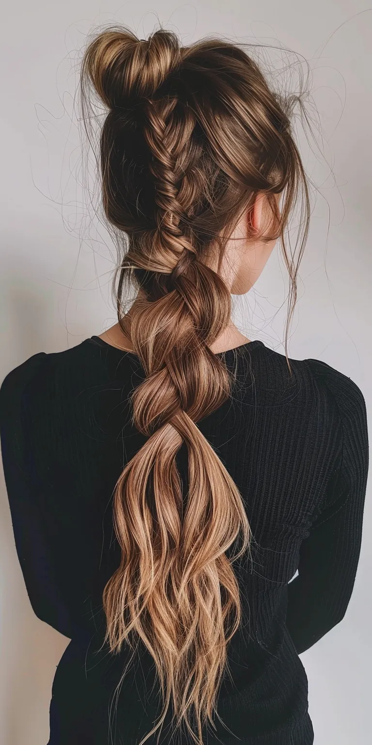 long ponytail Waterfall braids, Braid, French braid, Updo, Boho braids