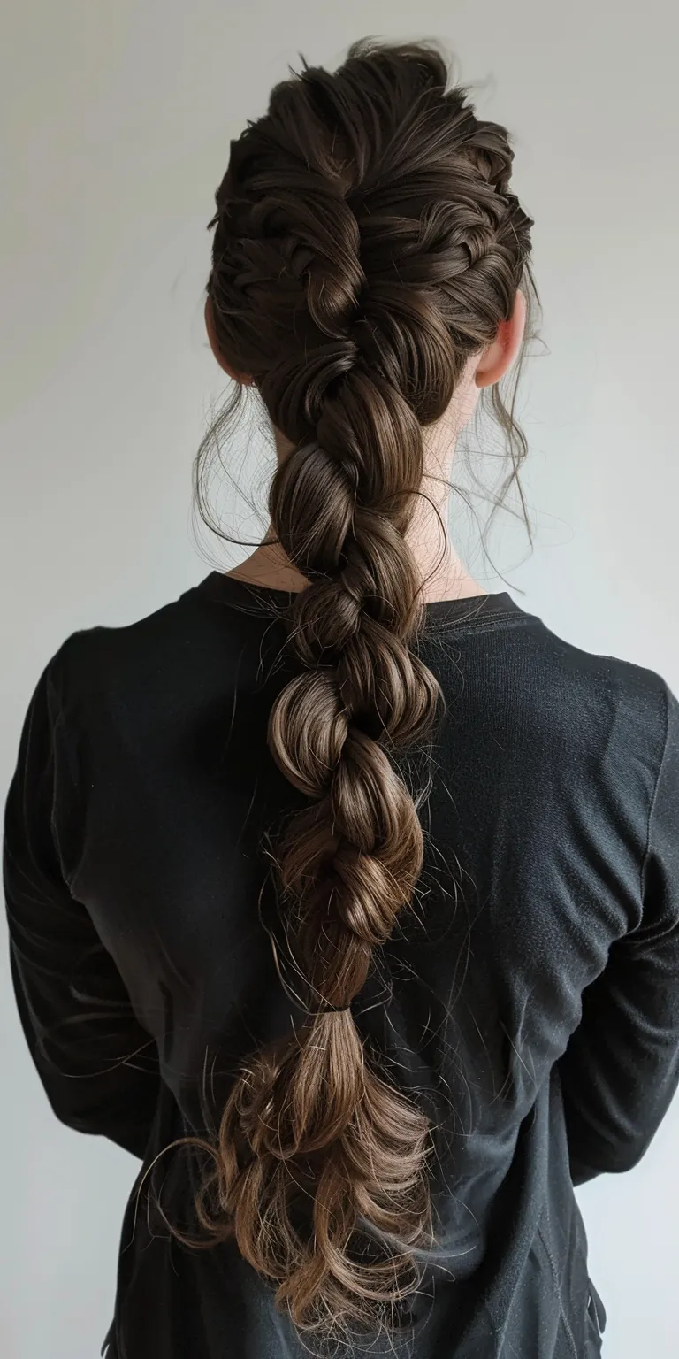 long braided ponytail French braid, Waterfall braids, Milkmaid Braid, twist