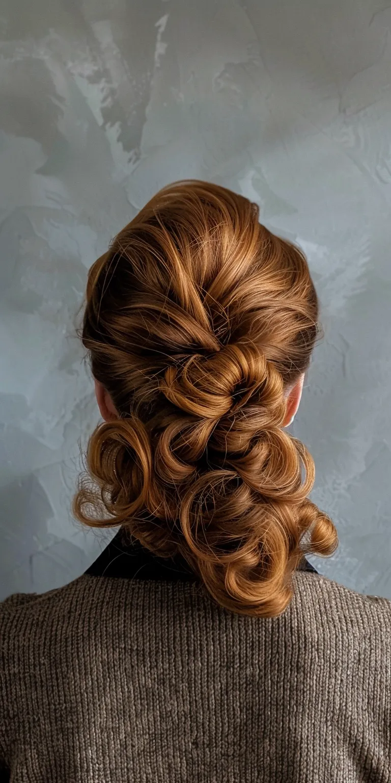 70's hairstyles female Updo, Historical Christian hairstyles, Chignon, Milkmaid braid, French twist