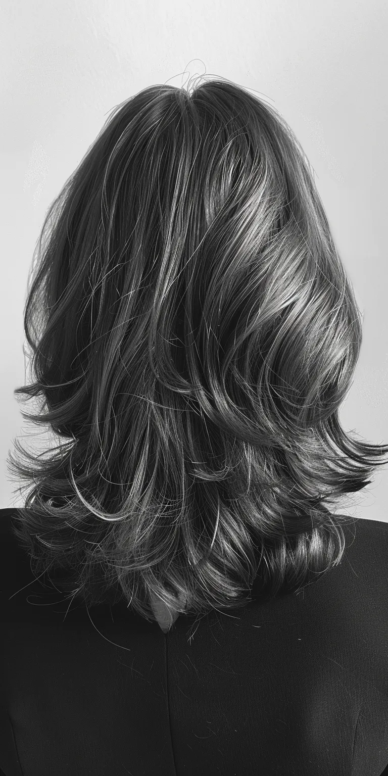 medium length layered haircuts Asymmetric cut, Layered hair, Digital perm, Ringlets, Bob cut