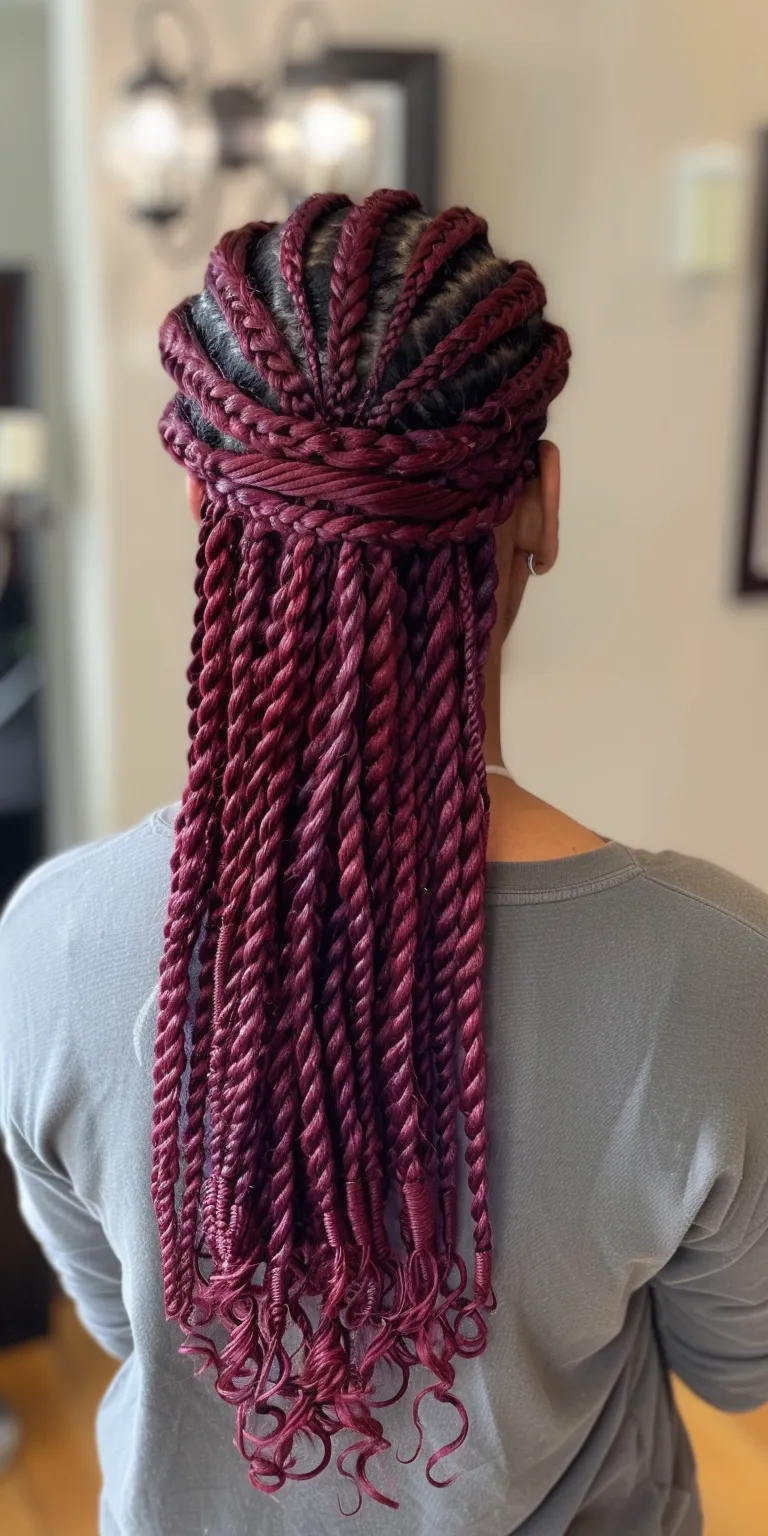 burgundy knotless braids Crochet braids, Waterfall Boho Hair twists, French twist