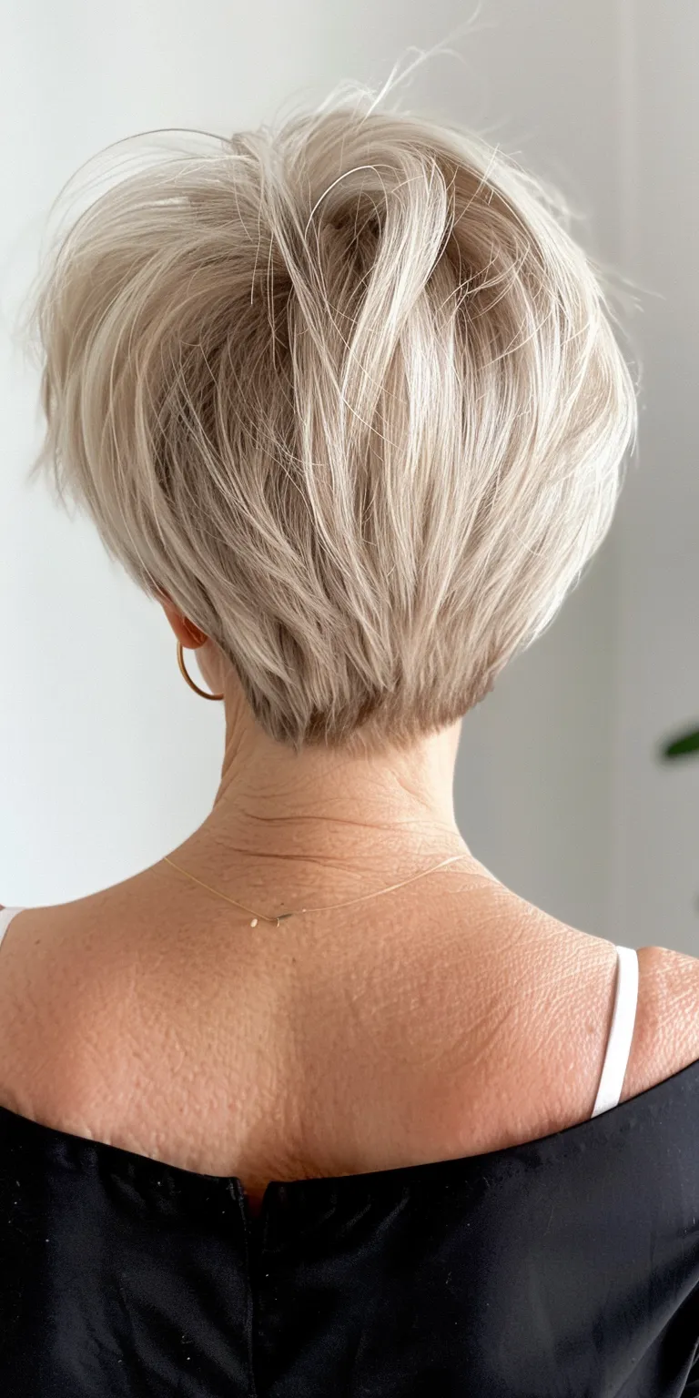 short hairstyles for thin hair over 50 Pixie cut, Asymmetric Short brush Feathered hair, Butterfly haircut