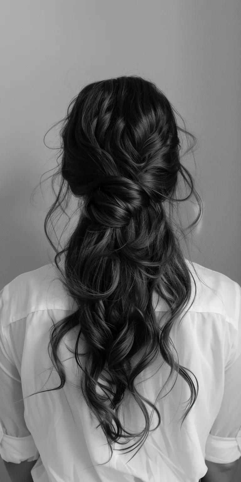 half up hairstyles Chignon, Updo, Waterfall braids, French braid, twist